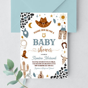 Cowboy Rodeo Wilde Westen Baby Shower Uitnodiging