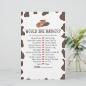 Cowboy Rodeo Zou Zij Liever Baby Shower Spel Briefpapier (Staand voorkant)