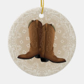 Cowboy rond! keramisch ornament (Voorkant)