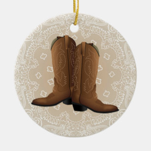 Cowboy rond! keramisch ornament