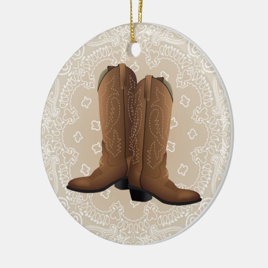 Cowboy rond! keramisch ornament (Links)