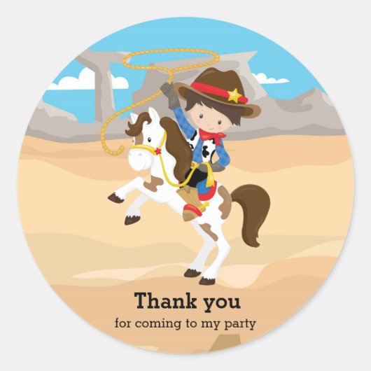 Cowboy Ronde Sticker (Voorkant)