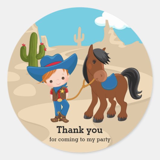 Cowboy Ronde Sticker (Voorkant)