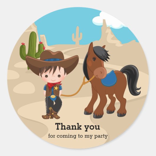 Cowboy Ronde Sticker (Voorkant)