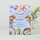 Cowboy Rootin 'Rootin' Time Verjaardag Uitnodiging (Staand voorkant)