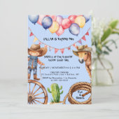 Cowboy Rootin 'Rootin' Time Verjaardag Uitnodiging (Staand voorkant)