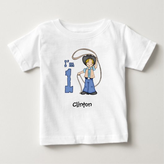 Cowboy Roper 1e Verjaardag Baby T-shirt (Voorkant)