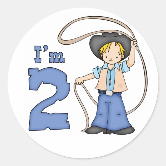 Cowboy Roper 2e verjaardag Ronde Sticker (Voorkant)