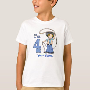 Cowboy Roper 4th Birthday Personalized T-shirt