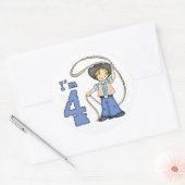Cowboy Roper 4th Birthday Ronde Sticker (Envelop)