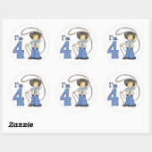Cowboy Roper 4th Birthday Ronde Sticker (Vel)