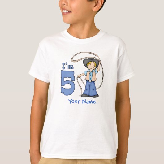 Cowboy Roper 5th Birthday Personalized T-shirt (Voorkant)