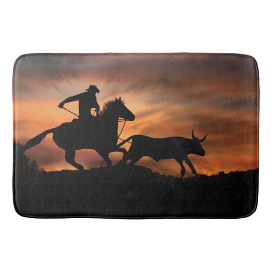 Cowboy Roping a Steer Bathmat Badmat (Voorkant)
