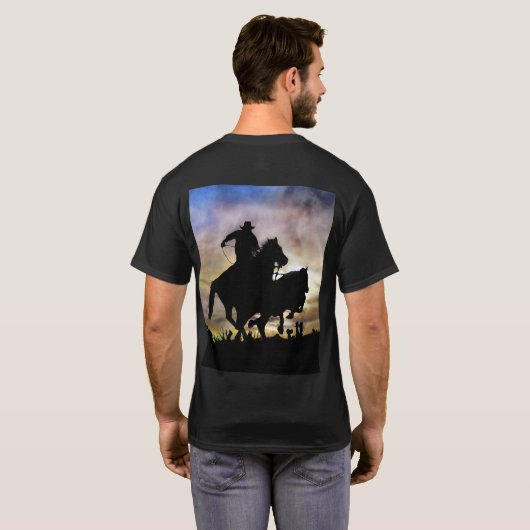 Cowboy Roping a Steer Country Western T-shirt (Achterkant volledig)