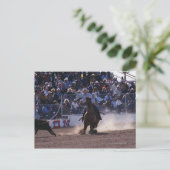 Cowboy Roping Calf in Rodeo Briefkaart (Staand voorkant)