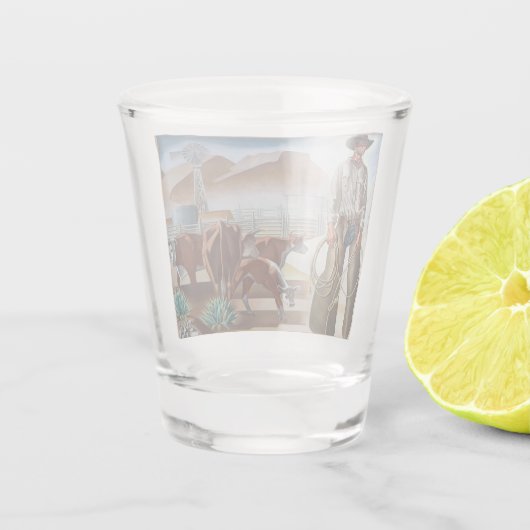 Cowboy Roping Cattle Shot Glas (Achterkant)