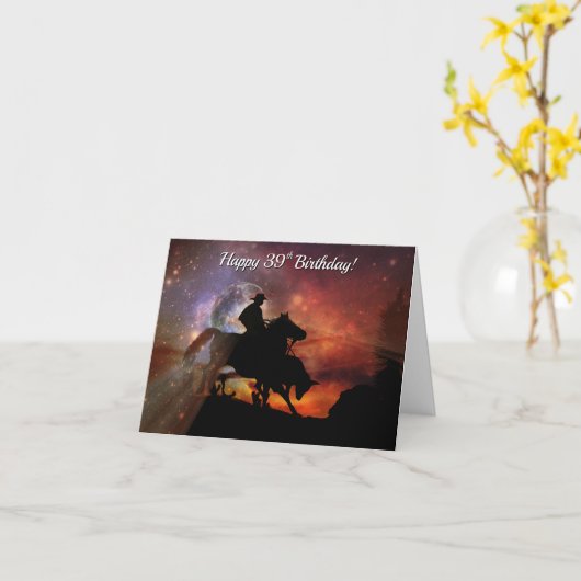 Cowboy Roping en Steer Happy 39th Birthday Kaart (Gele Bloem)