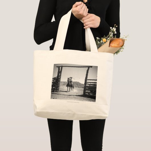 Cowboy roping grote tote bag (Voorkant (product))