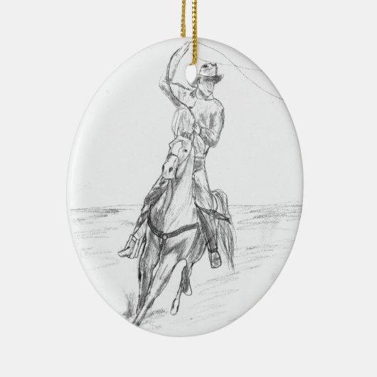 Cowboy Roping Keramisch Ornament (Rechts)