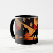 Cowboy Roping met Amerikaanse vlag Mok (Voorkant links)