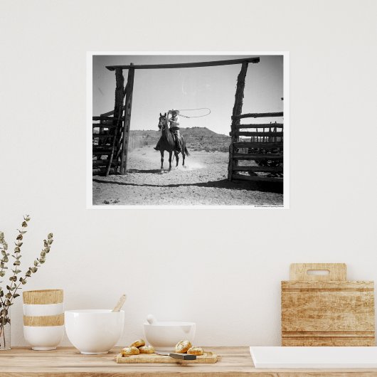 Cowboy roping poster (Keuken)