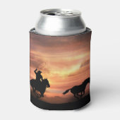 Cowboy Roping Wild Horse Western Blikjeskoeler (Blikje Voorkant)
