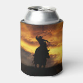 Cowboy Roping with Horse and Sunset Blikjeskoeler (Blikje Voorkant)