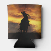 Cowboy Roping with Horse and Sunset Blikjeskoeler (Achterkant)