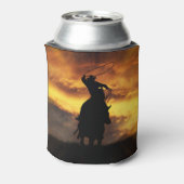 Cowboy Roping with Horse and Sunset Blikjeskoeler (Blikje Achterkant)