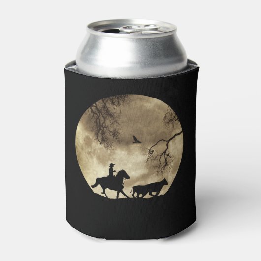 Cowboy Roundup met  volle maan Blikjeskoeler (Blikje Voorkant)