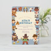 "Cowboy Roundup uitnodiging voor verjaardagsfeestj (Staand voorkant)