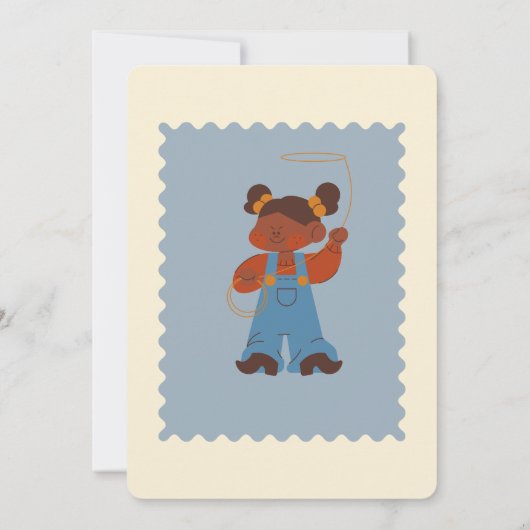 "Cowboy Roundup uitnodiging voor verjaardagsfeestj (Achterkant)