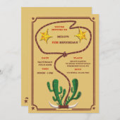 Cowboy Roundup uitnodiging voor verjaardagsfeestje (Voorkant / Achterkant)