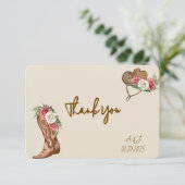 COWBOY ROZE BLOEMEN BRUIDSDINER UITNODIGING (Staand voorkant)