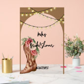 Cowboy roze bloemige bruidsshower  acryl bord (Huwelijk)