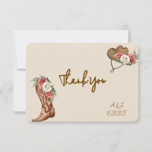 COWBOY ROZE BRUIDSDIEP INVITATIE BEDANKKAART