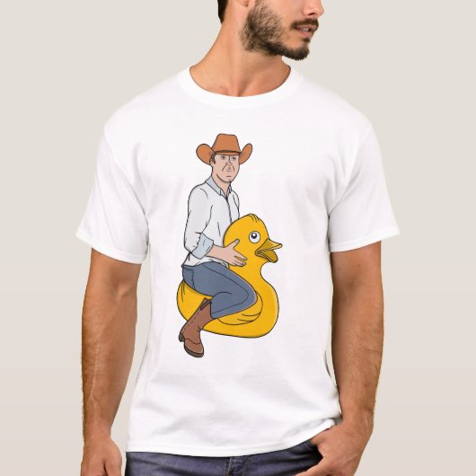 Cowboy Ruiter op Rubber Eend T-shirt (Voorkant)