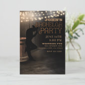 Cowboy Rustic Country Saloon Pub Vrijgezellenfeest Kaart (Staand voorkant)