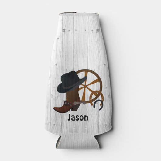 Cowboy Rustic - Gepersonaliseerd Flesjeskoeler (Voorkant)