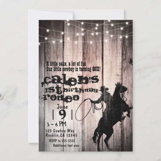 Cowboy Rustic Wood Barn Country 1e verjaardagsfees Kaart (Voorkant)