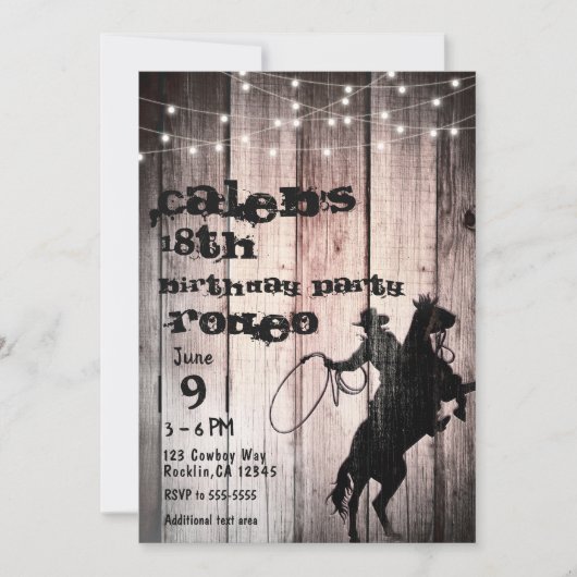 Cowboy Rustic Wood Barn Country Birthday Party Kaart (Voorkant)