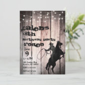 Cowboy Rustic Wood Barn Country Birthday Party Kaart (Staand voorkant)
