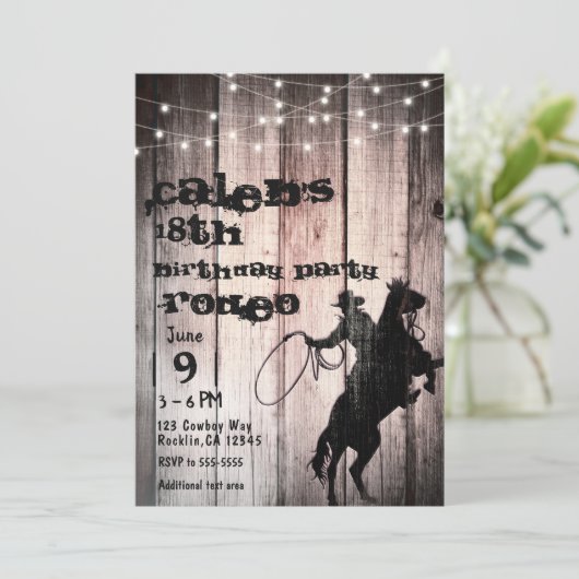Cowboy Rustic Wood Barn Country Birthday Party Kaart (Staand voorkant)