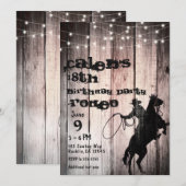 Cowboy Rustic Wood Barn Country Birthday Party Kaart (Voorkant / Achterkant)