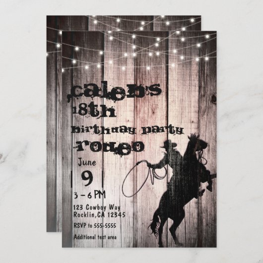 Cowboy Rustic Wood Barn Country Birthday Party Kaart (Voorkant / Achterkant)