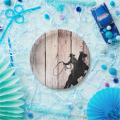 Cowboy Rustic Wood Barn Country Birthday Party Papieren Bordje (Feest)
