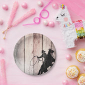 Cowboy Rustic Wood Barn Country Birthday Party Papieren Bordje (Feest)