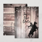 Cowboy Rustic Wood Barn Country Save the Date Aankondigingskaart (Voorkant / Achterkant)