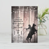 Cowboy Rustic Wood Barn Country Verloving Douche Kaart (Staand voorkant)