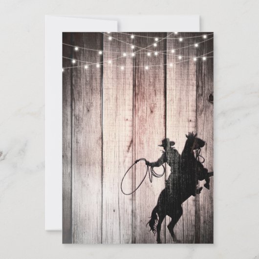 Cowboy Rustic Wood Barn Country Verloving Douche Kaart (Achterkant)